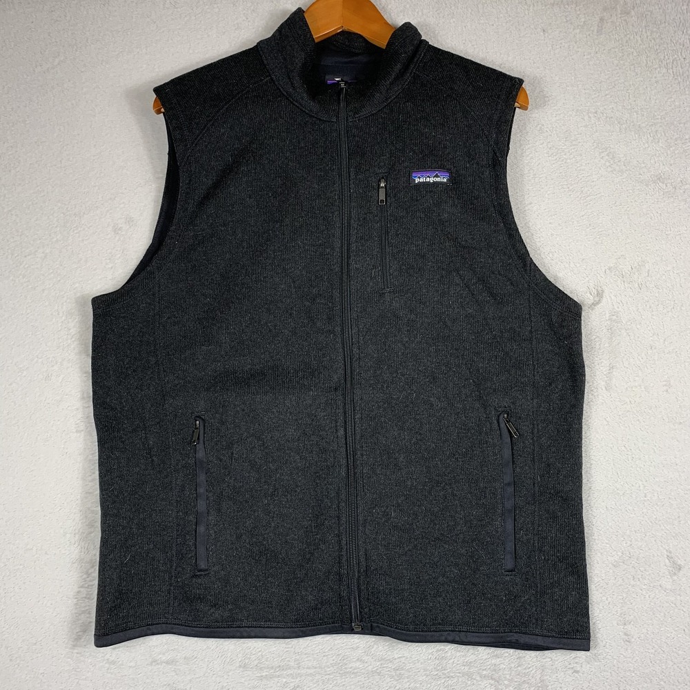 Patagonia Better Sweater Vest Mens Large Black Fleece Full Zip Pockets Outdoor